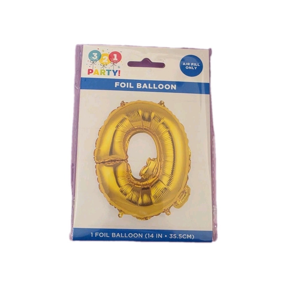 321 Party Foil Gold Balloon 14"  Q NEW NIP Air Fill Only #1282-1286 Dark